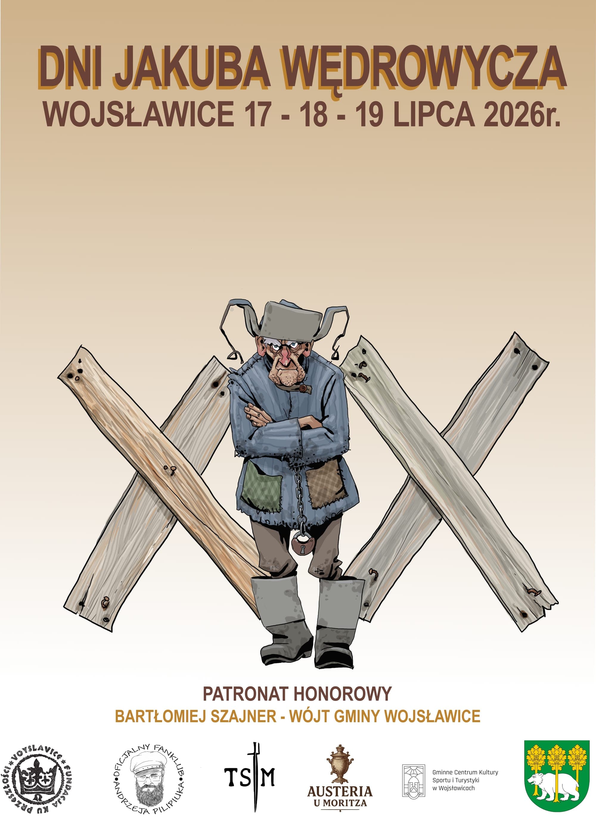 Plakat XIX Dni Jakuba Wędrowycza, Wojsławice, 17–19 lipca 2026
